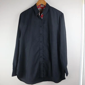 Anika Tailor Button Up Shirt Ladies Sz L Black Sugar Skull Collared Custom Made - Bild 1 von 5