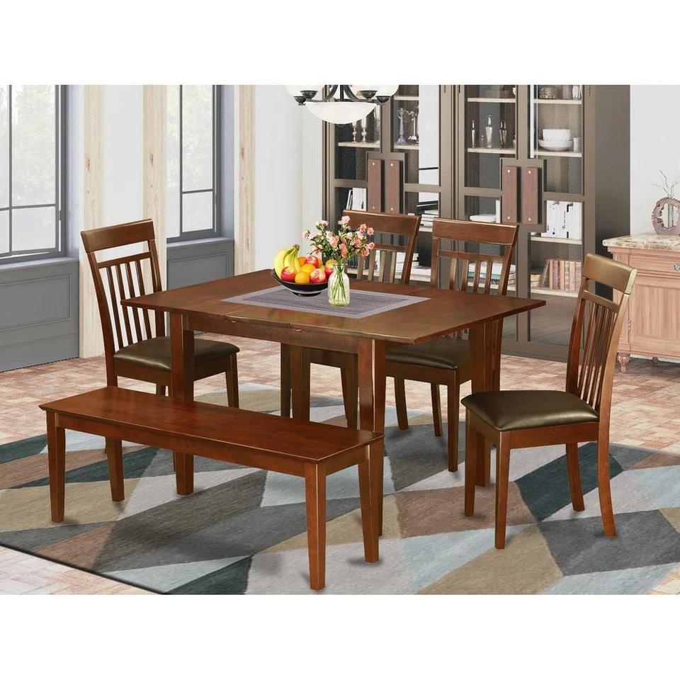 East West Furniture Picasso Wood 6-Piece Dining Set In Mahogany PSCA6C-MAH-LC
