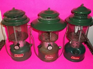 (3) VINTAGE COLEMAN LANTERNS 220F 2/71 228F 1/68 220E 4/62 - Picture 1 of 4