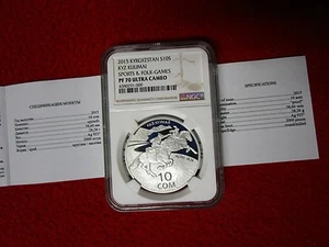 Kyrgyzstan 2015 Kyz Kuumai Sports & Folk Games .925 Silver Coin Asian  NGC PF70 - Picture 1 of 11