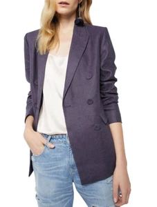 Witchery Double Breasted Linen blazer size 12 washed blue lined covered buttons - Picture 1 of 16