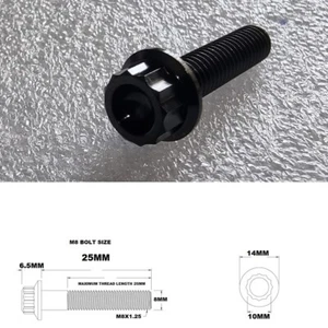 1X 12PT TITANIUM M8X25MM BOLT BLACK M8 X 25MM M8X25MM LONG GRADE 5 12 POINT - Picture 1 of 1