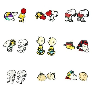 SNOOPY CLASSIC CARTOONS MOVIES CHARACTERS LOGOS POST ENAMEL STUD EARRINGS - Picture 1 of 26