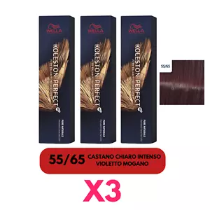 X3 WELLA KOLESTON 55/65 CASTANO CHIARO INTENSO VIOLETTO MOGANO PERFECT TINTURA - Picture 1 of 1