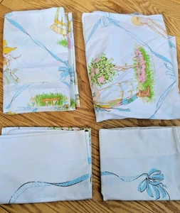 Vintage Holly Hobbie TWIN Sheet Set Fitted, Flat, 2 Pillowcases JCPenney 1976 - Picture 1 of 10