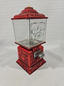 Vtg Goodies Nut Candy or Gumball Machine Dispenser Embossed Metal Cherubs Red - Picture 1 of 23
