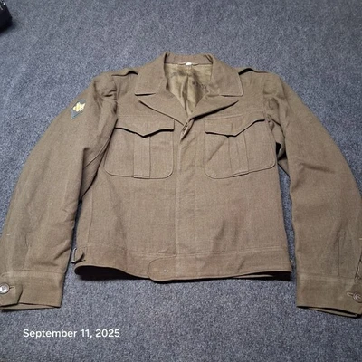 US ARMY WW2 WOOL FIELD JACKET SIZE 38 L Jos. J. Pietrafesa 1944 Patched - Image 1 of 4