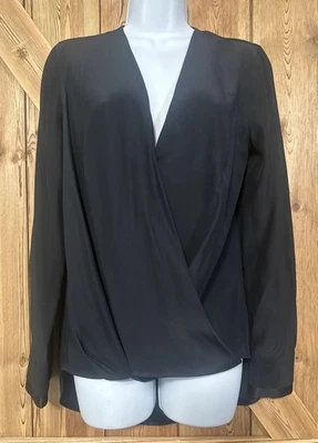 NWT $350 RAG & BONE Black 100% SILK Surplice Neck Victor Blouse Size Small - Image 1 of 4
