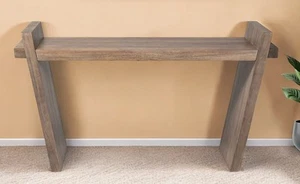 60" Brown Solid Wood Slanted Base Console Table - Picture 1 of 11