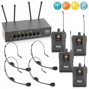 Pyle UHF Wireless Lavalier Microphone Set 4 Transmitters Home Recording PDWM4122 - Picture 1 of 9