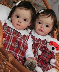 24" Reborn Baby Dolls Soft Silicone Cloth Body Twin Toddler Toys Birthday Gifts - Picture 1 of 6