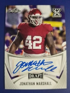 Jonathan Marshall 2021 LEAF DRAFT ROOKIE RC AUTO #BA-JM2 ARKANSAS RAZORBACKS! - Picture 1 of 2