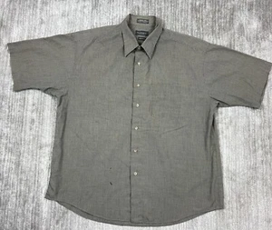 Van Heusen Shirt Mens Extra Large 17-17 1/2 Brown Button Down Check Wrinkle Free - Picture 1 of 11