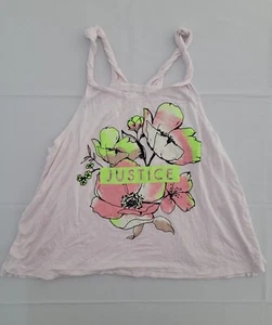 Justice Twist Strap Racerback Flower Graphic Tee Light Pink Size M - Picture 1 of 5