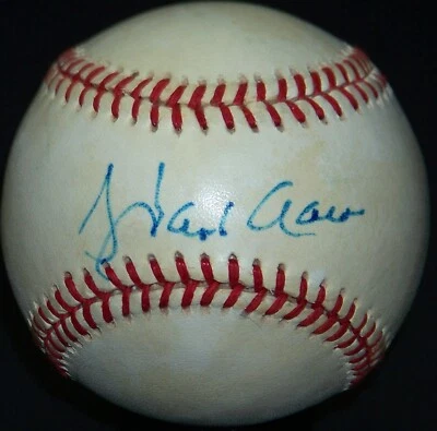 Hank Aaron & Eddie Mathews 500 HR CLUB Dual Signed Baseball PSA Photo LOA! - Image 1 of 4