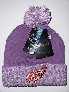 New NHL Pro Fanatics Detroit Red Wings Hockey Fights Cancer Purple Cuffed Beanie