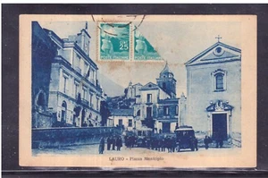 Cartolina Lauro Piazza Municipio ANIMATA Corriera QC114 - Picture 1 of 1