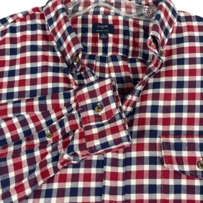 Men's J. Crew Brushed Twill 100% Cotton Plaid Long Sleeve Button Down XL 0038 - Image 1 of 4