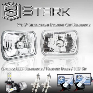 H6054 H6052 H6014 Head Light Glass Housing Lamp Diamond Cut Chrome - 7x6 PAIR - Picture 1 of 4