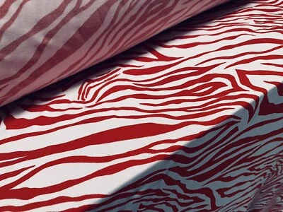 Stretch Spandex Crepe Jersey Knit Fabric, Per Metre - Zebra Print - Red & Blush - Image 1 of 3