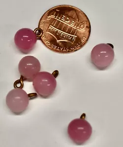 VINTAGE 6 light PINK color PENDANTS SMALL GLASS MARBLES BUTTONS * 8mm approx. - Picture 1 of 1