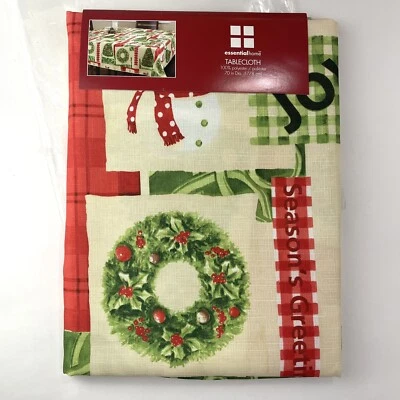 "Mantel redondo de tela navideña 70"" NOS árboles y coronas de Navidad" Foto 1 de 4