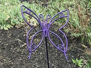 Butterfly Lawn Ornament - Powder Coated in Yellow, Blue, Purple, Red, Orange - Picture 1 of 5