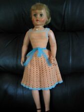 20" Rubber Fashion Doll with Crochet Dress Vintage