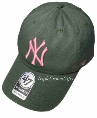 MLB New York Yankees (marca '47) sombrero de limpieza correa ajustable rosa musgo Foto 1 de 4