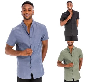 Men’s Classic Western Button Down Short Sleeve Chest Pocket Casual Dress Shirt - Picture 1 of 28