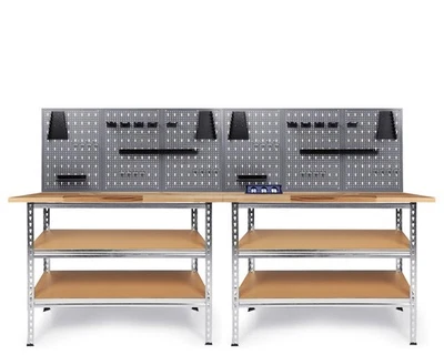 Ondis24 Werkstatt Set 240 cm 2x Werkbank Metall 2x Lochwandset Steckdose - Bild 1 von 4