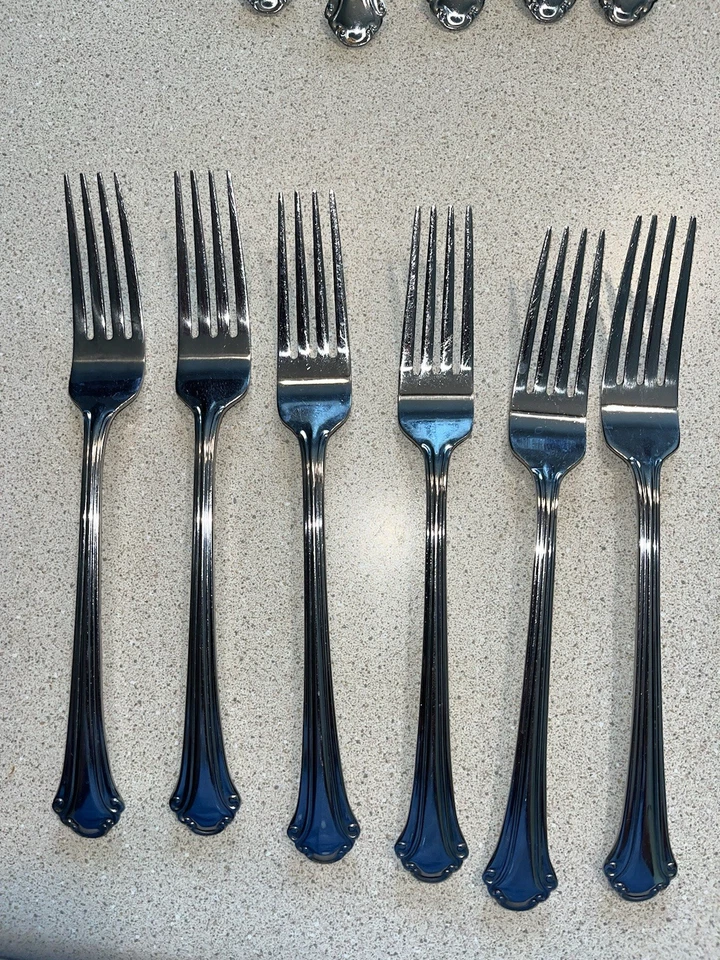 PFALTZGRAFF STAINLESS FLATWARE "MERIDIAN" Set 6 Dinner Forks Used - Image 1 of 1