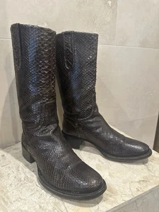 Rocco P Brown Python Snakeskin Leather Boots US 7 EU 37 Tall Western - Bild 1 von 22
