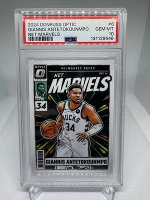 2024 PANINI DONRUSS OPTIC NET MARVELS #6 GIANNIS ANTETOKOUNMPO PSA 10 GEM MINT - Image 1 of 2