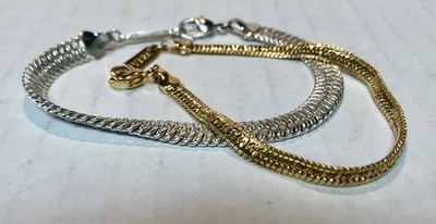 2 Pulseras Napier tono oro y plata tejido langosta broches muñeca 7" Foto 1 de 4