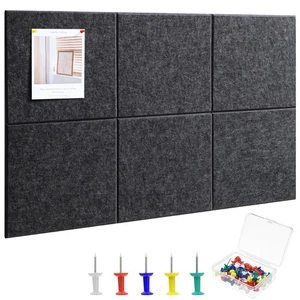 Large Cork Board 36" x 24", 6 Pack Felt Wall Tiles with 30 Pcs Pushpins,Bulletin - Picture 1 of 7