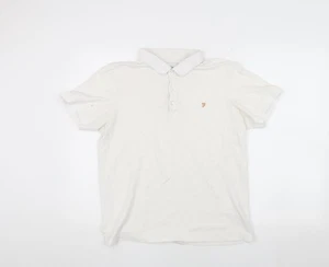 Farah Men's White Polo Shirt, Size L, Logo Accent - Picture 1 of 12