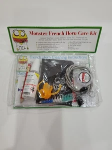 Monster French Horn Cleaning Kit, Home Care Kit Oil Snake Cloth Brush Case  - Picture 1 of 2