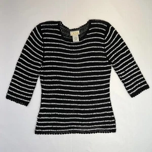 Cache Crochet & Beaded Top Black and White Women's size 12, vintage, embellished - Picture 1 of 6