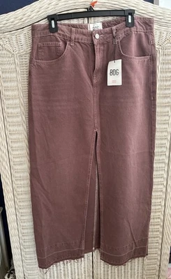 Falda vaquera BDG Urban Outfitters larga marrón de mezclilla para mujer L recta abertura para lápiz Foto 1 de 4