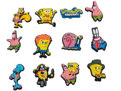 Juego de 12 dijes de zapatos de cocodrilo Bob Esponja pantalones cuadrados dibujos animados Foto 1 de 4