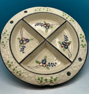 Vintage Hand Painted Japan Divided Ceramic Candy Dish Plate Floral Design V117 - Picture 1 of 5