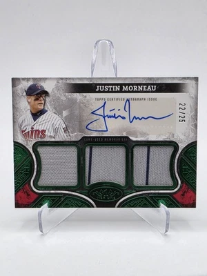 Justin Morneau 2025 Topps Tier One тройная нашивка с автографом зеленая /25 (AT1R-JMO) близнецы - Изображение 1 из 3