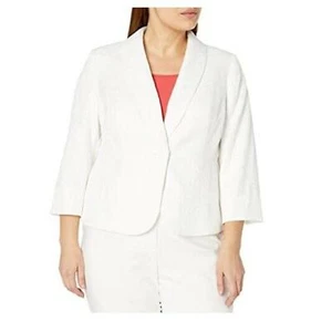 Kasper 3/4 Textured Leaf Jacquard Peplum Jacket 6P - Picture 1 of 4