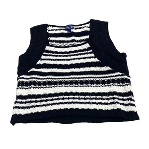 Scoop Womens Size M 8-10 Crochet Tank Top Black/White Stripe - Picture 1 of 9