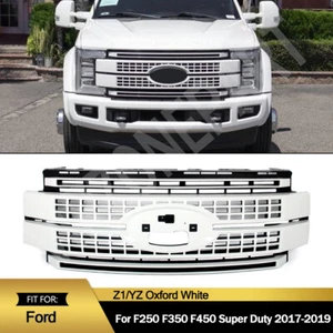 Fit 2017-2019 Ford F250 F350 F450 Super Duty Platinum Bumper Grille Oxford White - Picture 1 of 11