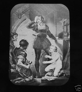 JV Glass Magic lantern slide HUBERT & ARTHUR C1890 ENGLISH HISTORY - Picture 1 of 2