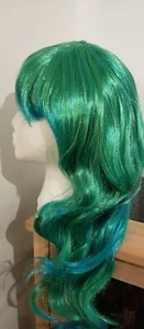 Ladies Green Blue Sea Witch Long Wavy Mermaid Wig Cosplay Fancy Dress New - Picture 1 of 4