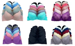 6 pieces Wired Full Cup Lace Plain Regular Padded Basic Bra A/B/C - Picture 1 of 76