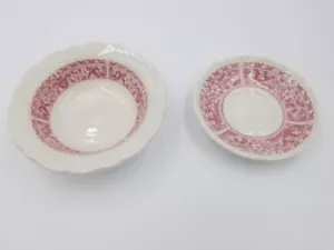 Vintage Syracuse China Strawberry Hill Red Floral SET OF 2 Transferware Items - Picture 1 of 4